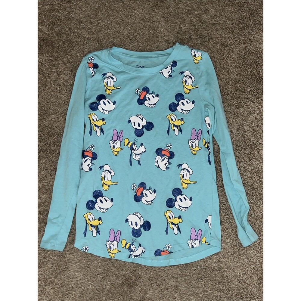 Disney Minnie Mouse Long Sleeve Graphic T-Shirt Girls L 10/12 Blue